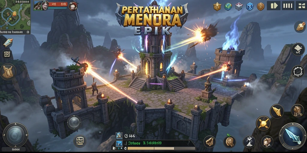 Gameplay seru Tower Defense dengan strategi menara.