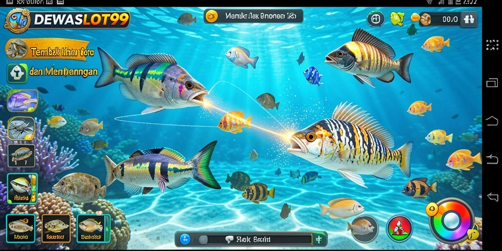 Screenshot gameplay DEWASLOT99 yang menampilkan aksi tembak ikan yang seru.