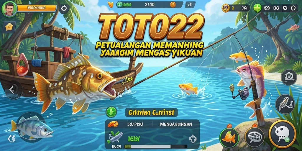Screenshot utama TOTO22 menampilkan gameplay memancing yang menarik.