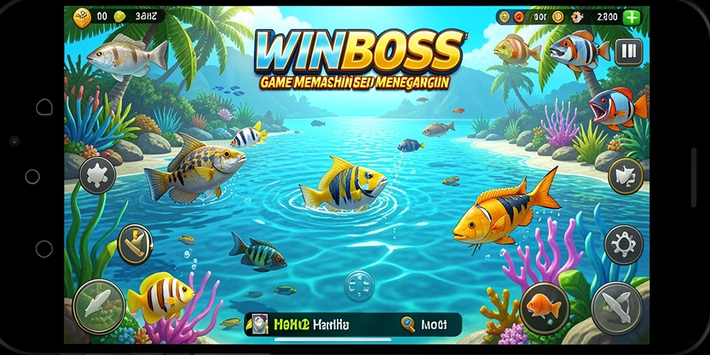 Tampilan gameplay WINBOSS dengan aksi memancing yang seru.